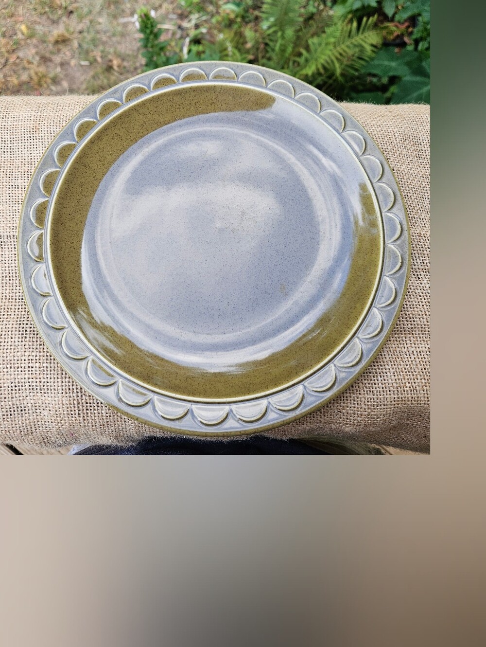 Vintage Dinner Plate in Olive Green Sheffield Granada 10 Inch Plate Made in USA
